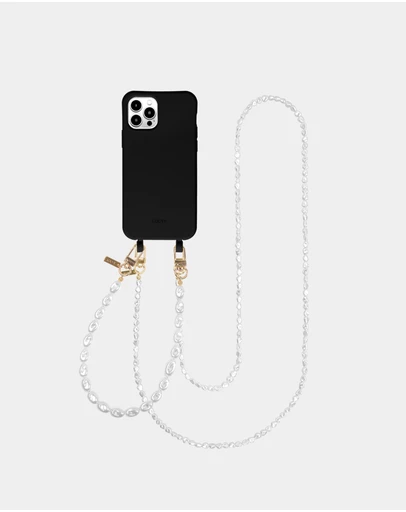 LOUVE COLLECTION - Le Cafe Noir Phone Case + Pearl Crossbody Chain & Wristlet