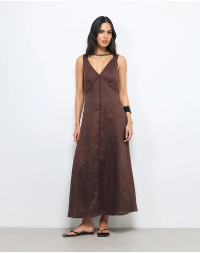 AERE - Tali Panelled V Neck Midi Dress