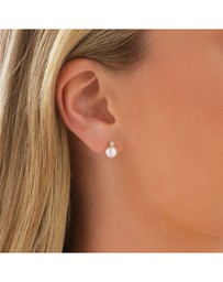 Michael Hill - Drop Earrings with Cultured Freshwater Pearl & Cubic Zirconia in 10kt Yellow Gold