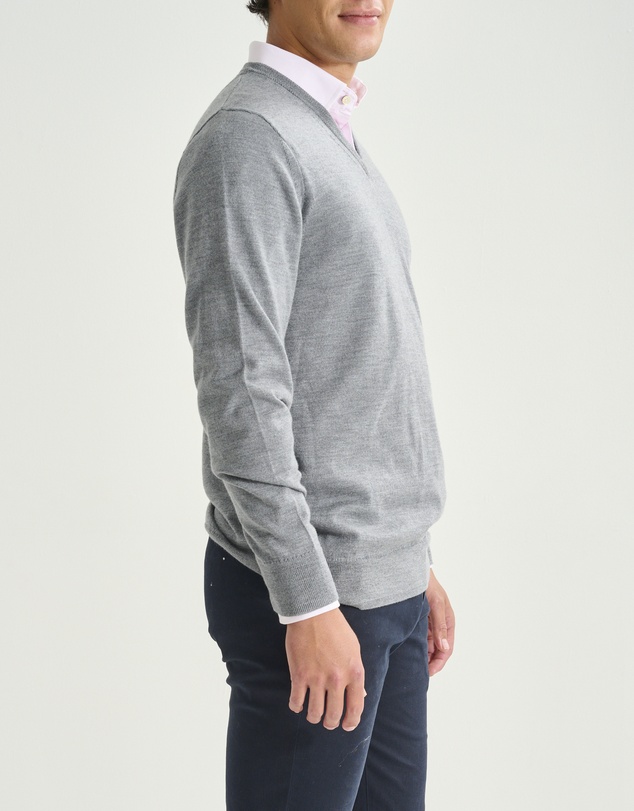 3 Wise Men - 3 Wise Men Fisher V Neck - Grey Marle