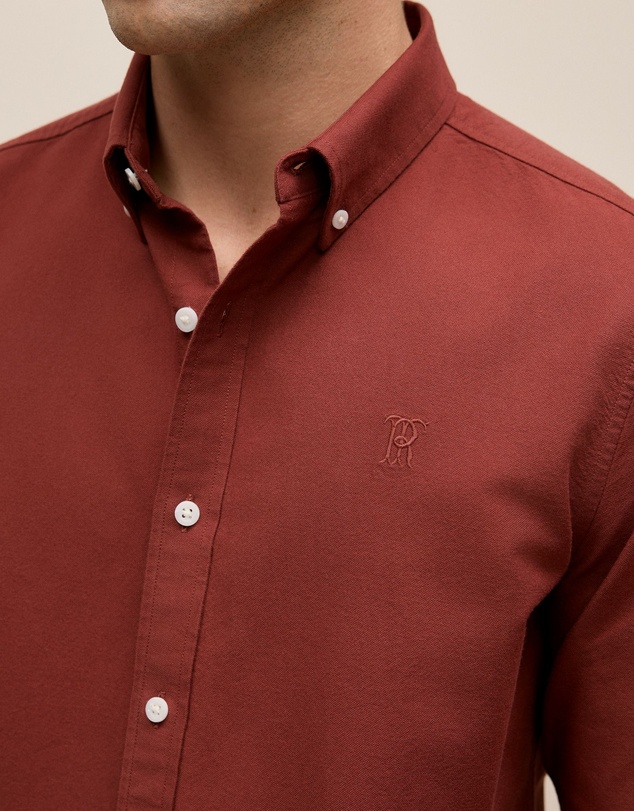 Trenery - Regular Fit Monogram Oxford Shirt in Auburn