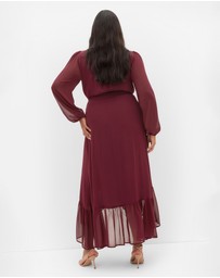City Chic - Plus size Rylie Wrap Maxi Dress - burgundy