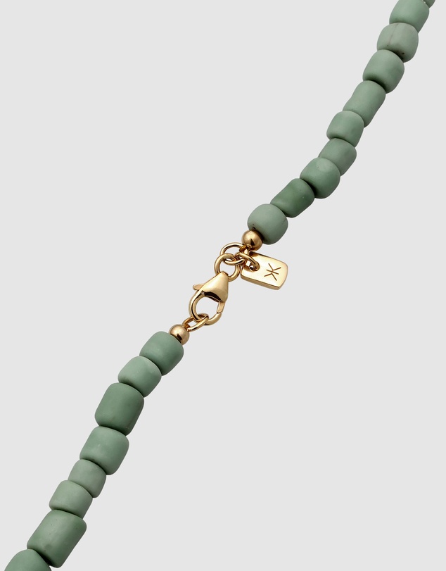 Kuzzoi - ICONIC EXCLUSIVE - Green Beads Necklace with Gold-Plated Silver Closure