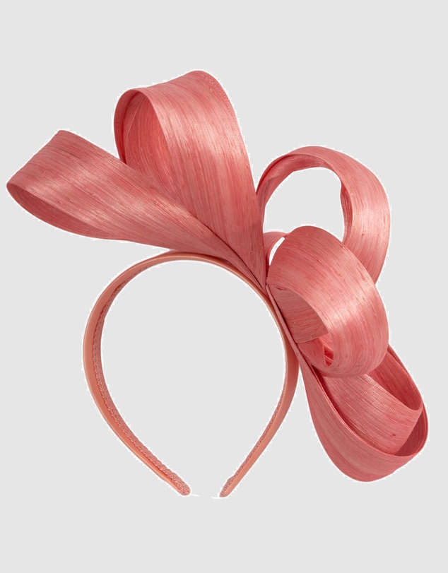 Fillies Collection - Coral Silk Abaca Loops Racing Fascinator