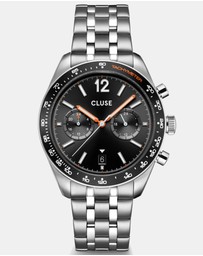 Cluse - Aravis Dual Timer Steel, Black, Silver Colour