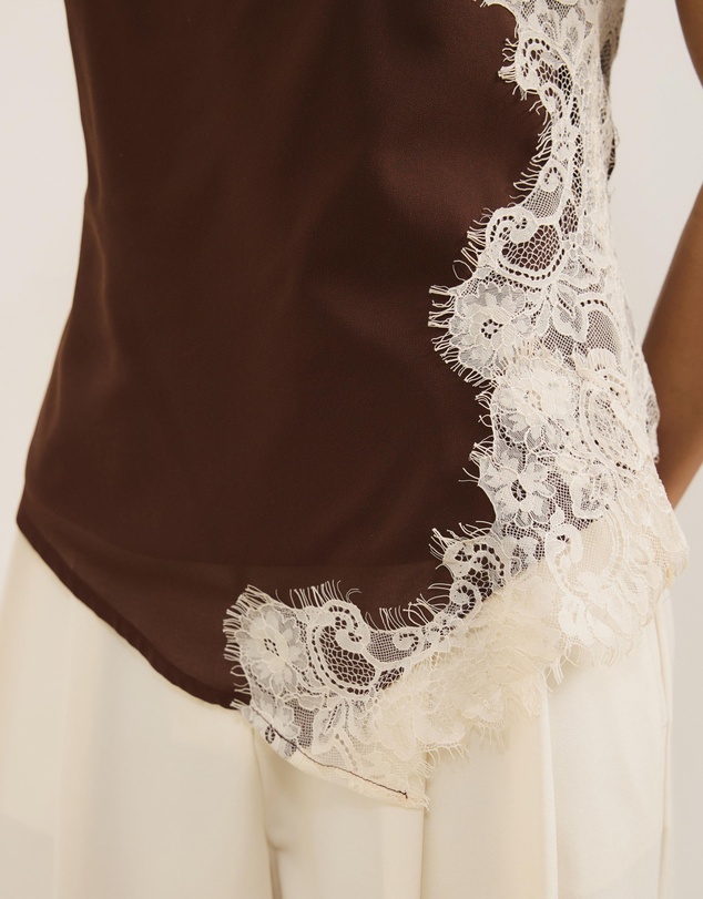 Atmos&Here - Iris Contrast Lace Insert Georgette Top