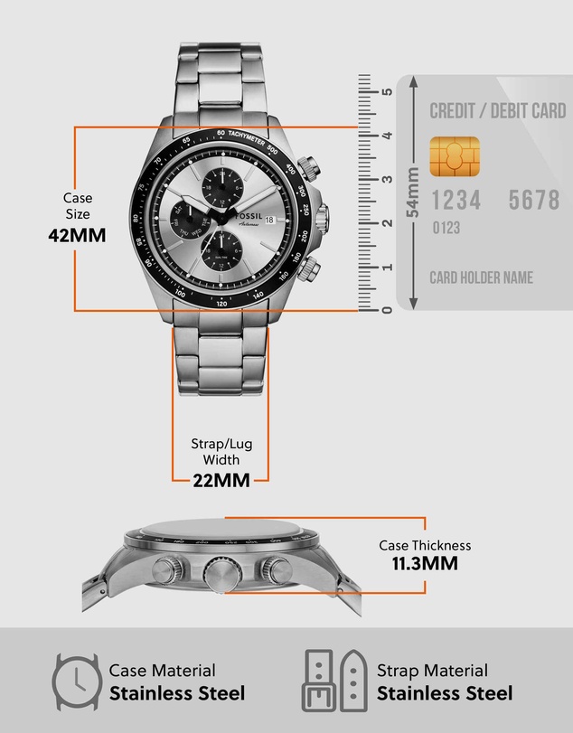 Fossil - Autocross Silver Tone Chronograph Watch
