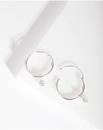 Lovisa - Sterling Silver Diamante Dangle Hoop Earrings