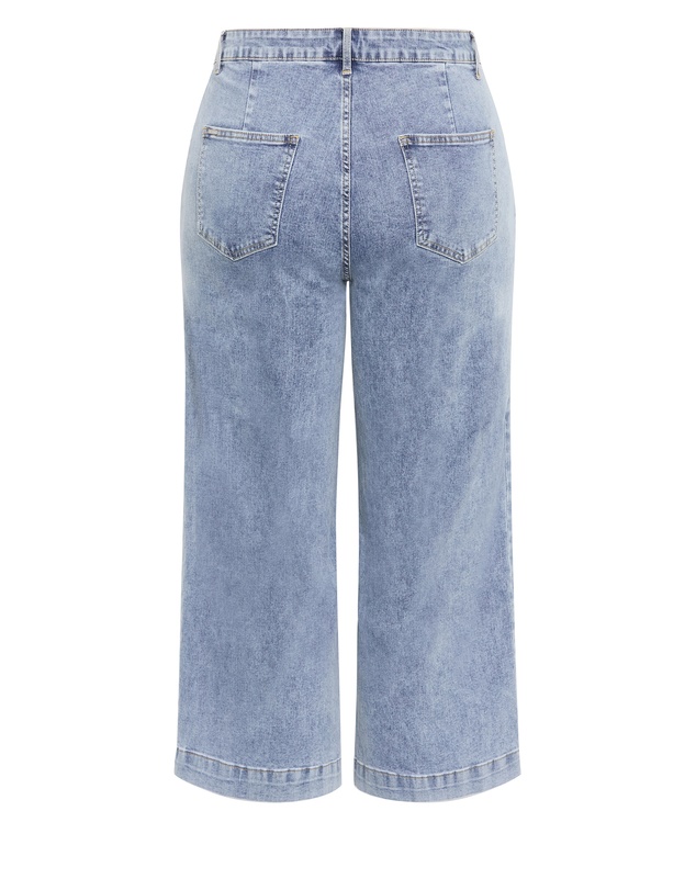 City Chic - Plus size Harley Fit Avery Wide Leg Crop Jean - mid wash