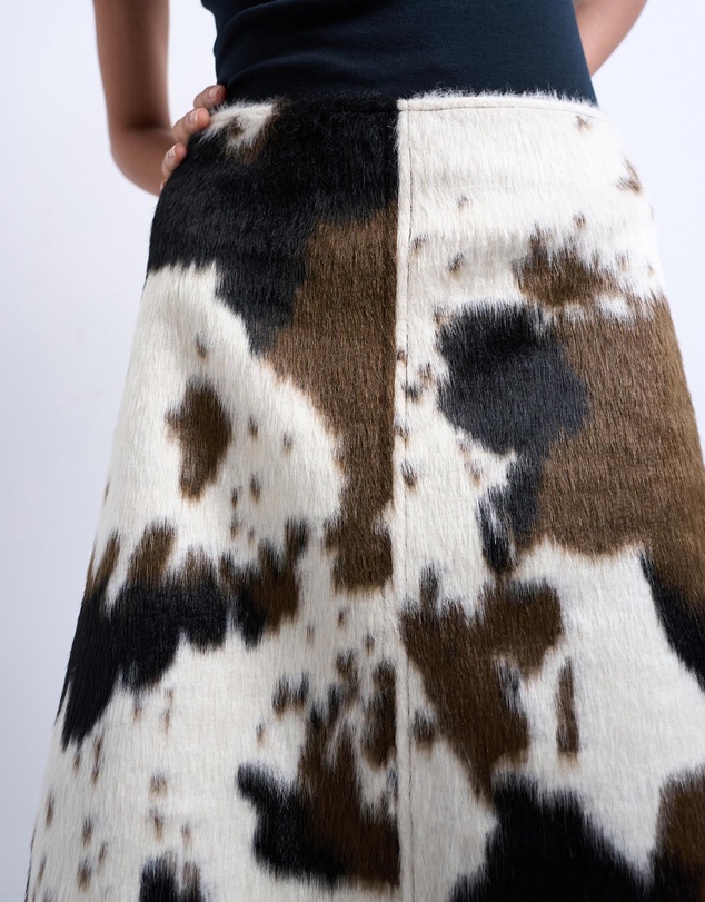 TOPSHOP - Fax Fur Pony Skin A-Line Midi Skirt