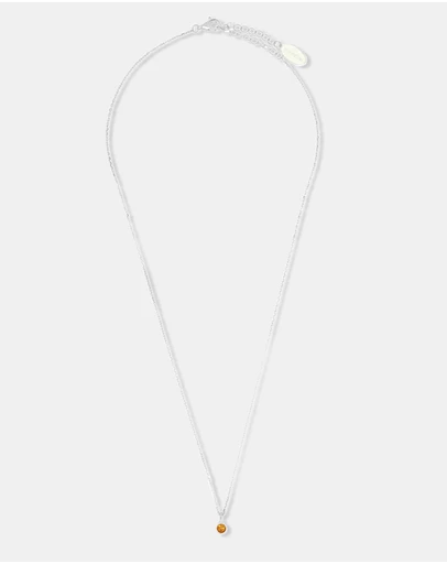 Georgini - Natural Citrine And Diamond November Silver Pendant