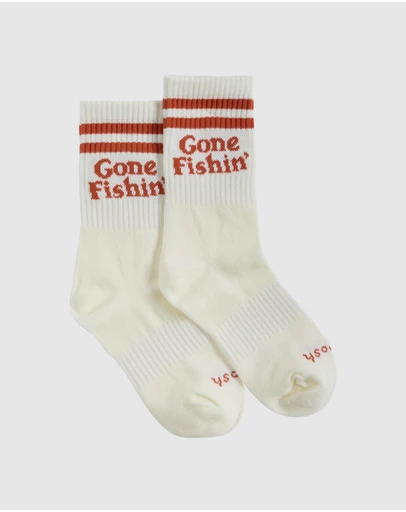 Skwosh - Gone Fishin' Kids Socks in Red Stripe