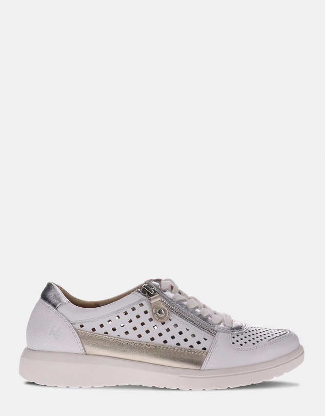 Mia Vita - Baxley Zip Casual Sneaker - White/Silver