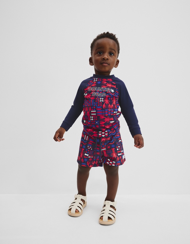 Country Road - Lobster Geometric Rash Vest