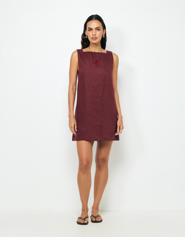 AERE - Siya Panelled Linen Shift Mini Dress