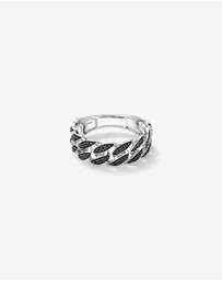Michael Hill - Men's 0.29 Carat TW Men's Black Diamond Chain Link Ring in Sterling Silver
