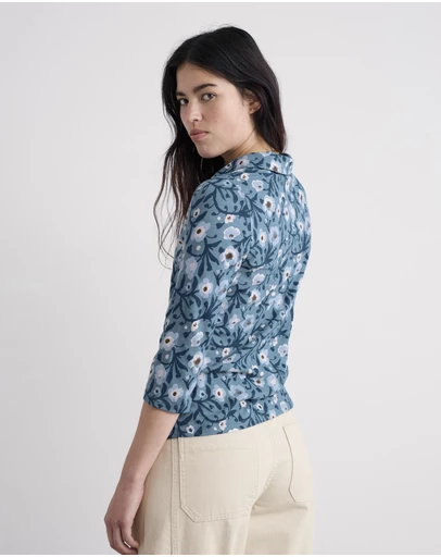Seasalt - Seasalt Cornwall Blue Wavecrest Shirt in Organic Cotton Jersey