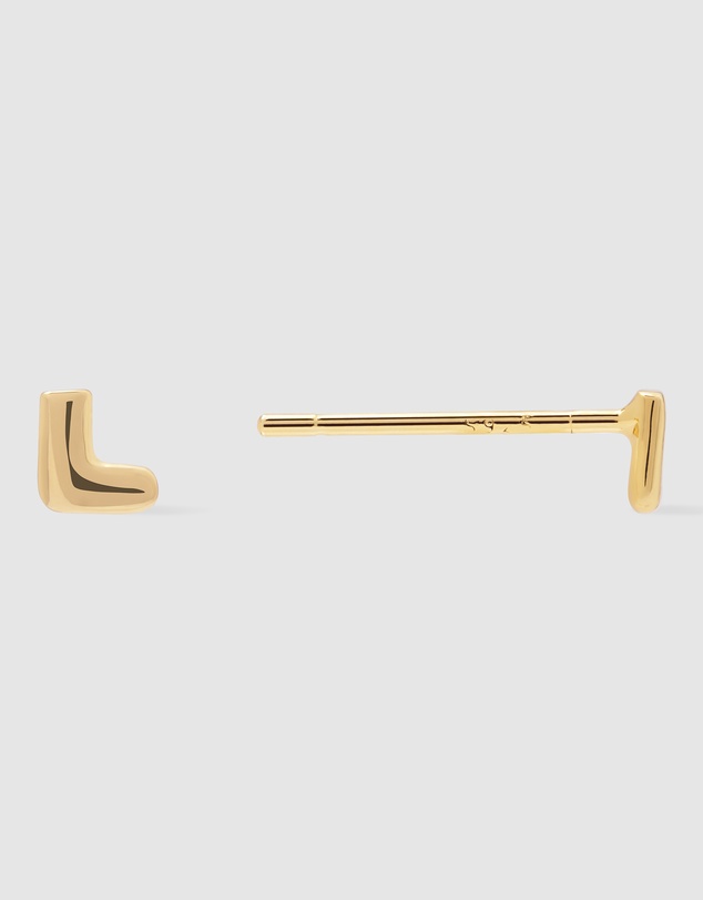 Wanderlust + Co - Alphabet Bubble Gold Stud Earrings - Letter L