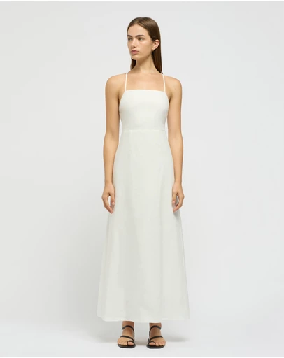 FRIEND of AUDREY - The Linen Tie Back Midi Dress