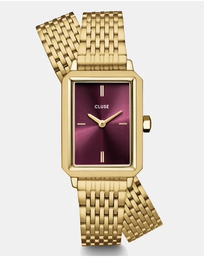 Cluse - Fluette Watch Double Steel, Wine, Gold Colour