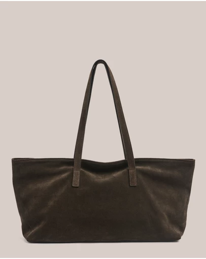 VESTIRSI - Mia Dark Chocolate Suede East West Slouchy Tote