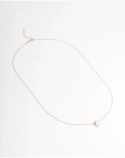 Lovisa - Gold Plated Sterling Silver Pearl Cubic Zirconia Necklace