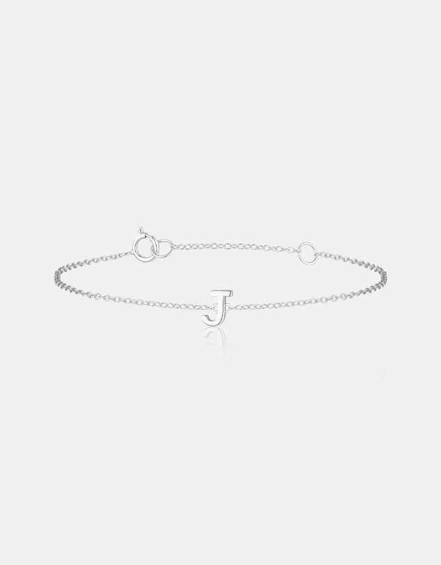 The Silver Collective - Petite A-Z Letter Bracelet Silver - J