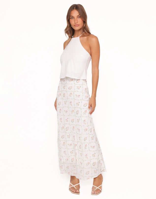 Petal & Pup - Steele Bias Maxi Skirt - White Vintage Floral