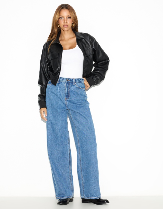 Dazie - Naples Pleat High Waisted Relaxed Jeans