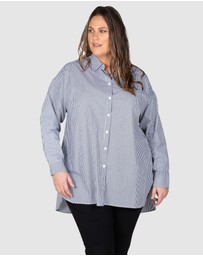 Love Your Wardrobe - Leah Stripe Curved Hem Over Shirt