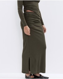 UNISON - Ruched Mesh Maxi Skirt