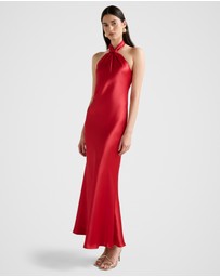 Forever New - Yvette Halter Neck Satin Maxi Dress