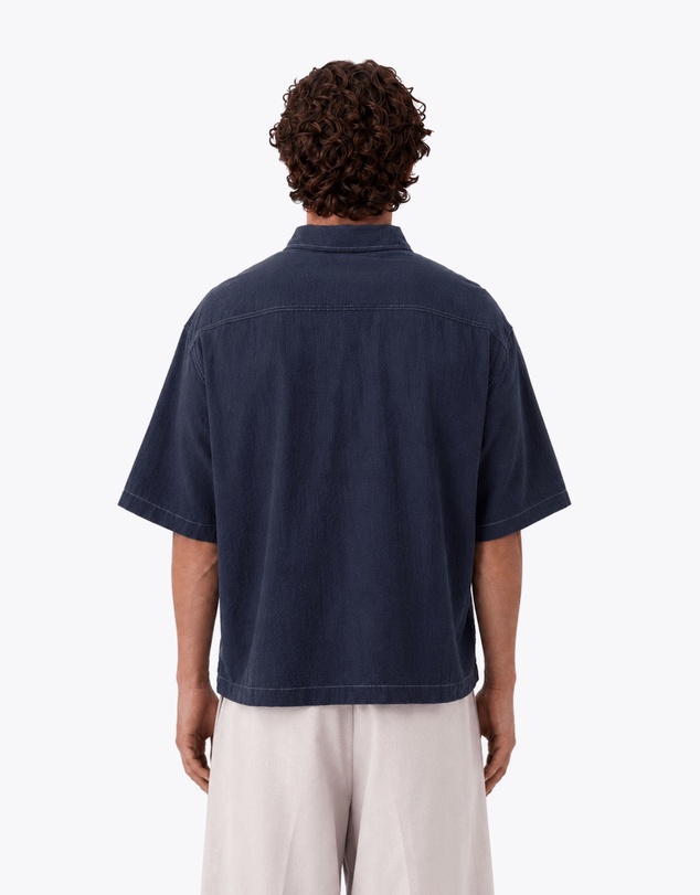 Zanerobe - Seersucker Box Crop Shirt Navy