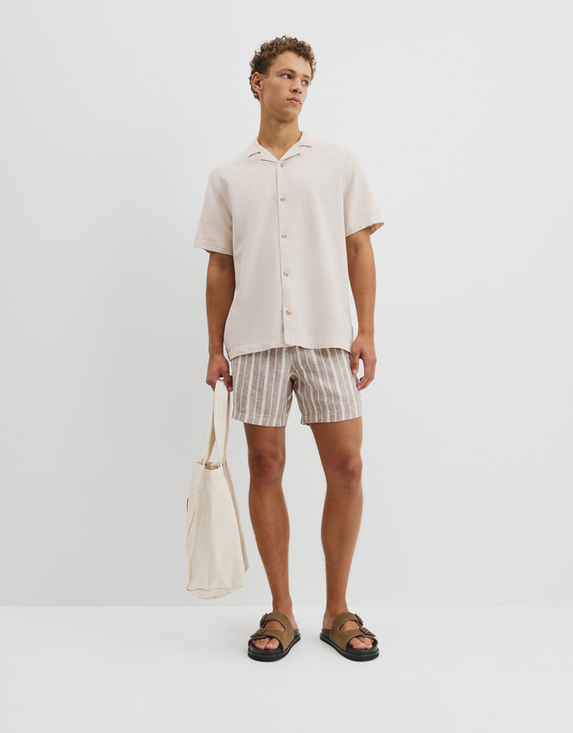 Country Road - Short Sleeve Cotton Linen Basket Weave Shirt