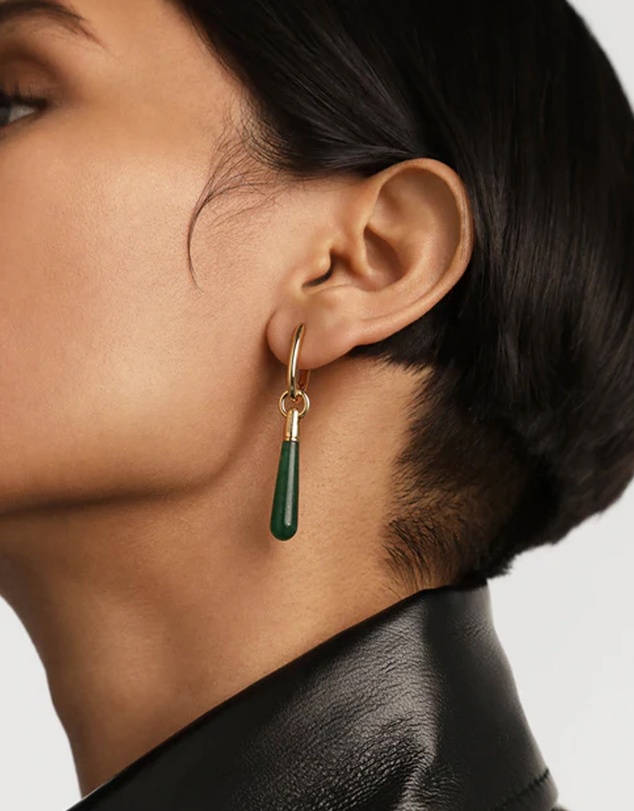 PDPAOLA - Green Aventurine Large Jupiter Hoop Earrings