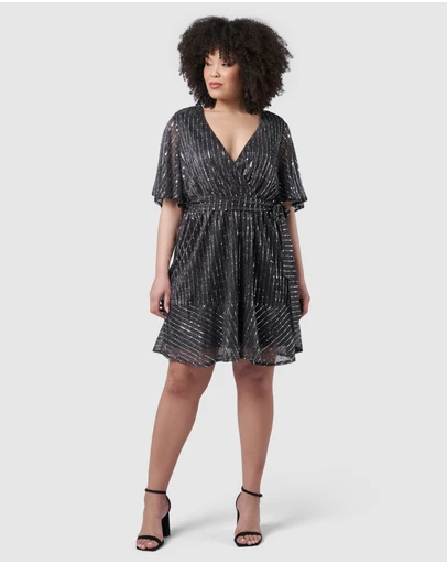 Pink Dusk by Curve Project - Glow Frill Hem Mini Dress