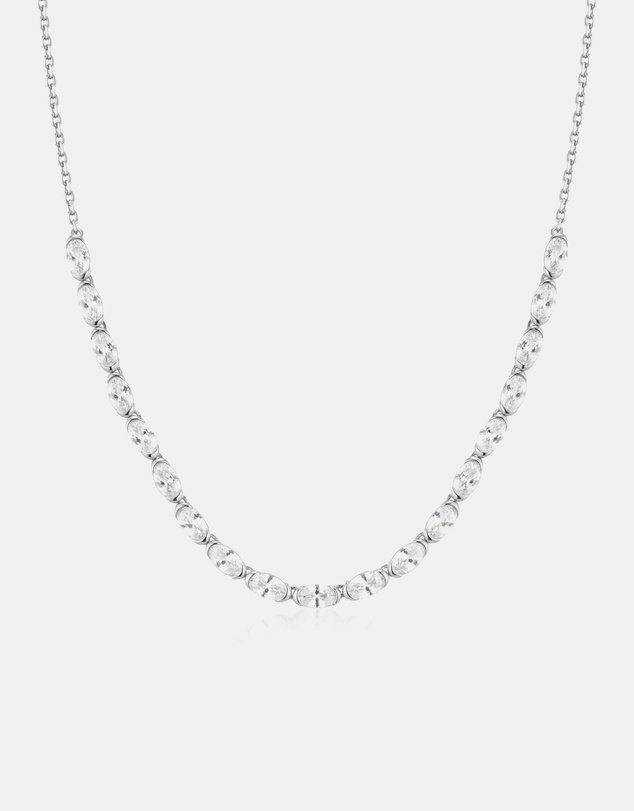 Ania Haie - Silver Half-Bezel Oval Half-Tennis Necklace