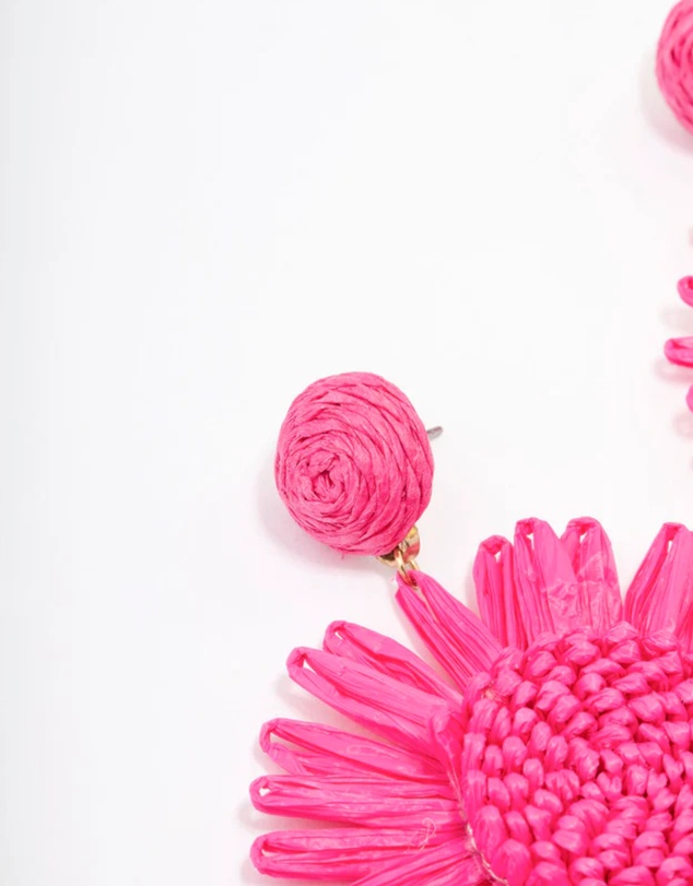 Lovisa - Gold Raffia Flower Drop Earrings