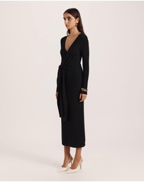 SABA - Elle Wool Blend Wrap Knit Dress