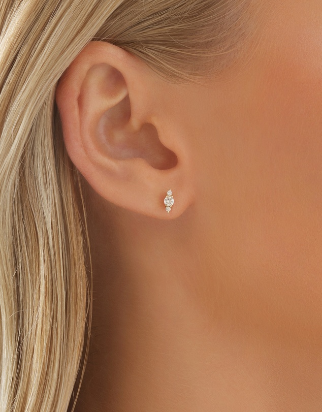 Michael Hill - 3 Stone Stud Earrings with .21 Carat TW Diamonds in 10kt Yellow Gold