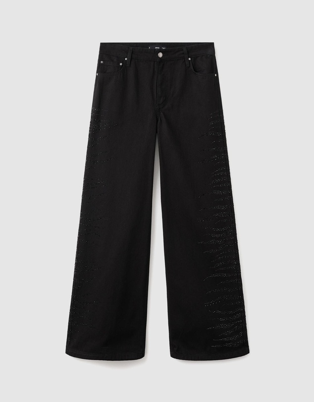 M.N.G - Wide-Leg Jeans With Rhinestones