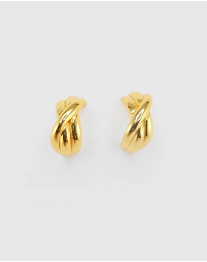Izoa - Mini Knot Huggie Stud Earrings