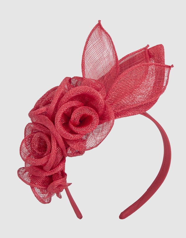 Max Alexander - Flower Red Sinamay Fascinator Headband