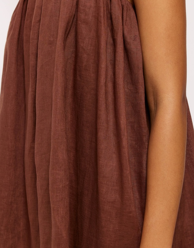 AERE - Liv Linen Gathered Neckline Mini Dress