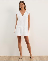 Atmos&Here - Allie Cotton Poplin V-Neck Mini Dress