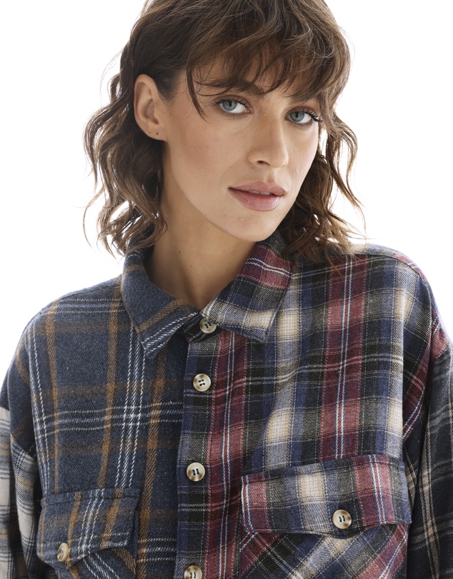 THE TALES - Cut Off Patchwork Check Shirt