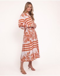 Petal & Pup - Jules Long Sleeve Dress - White/Orange