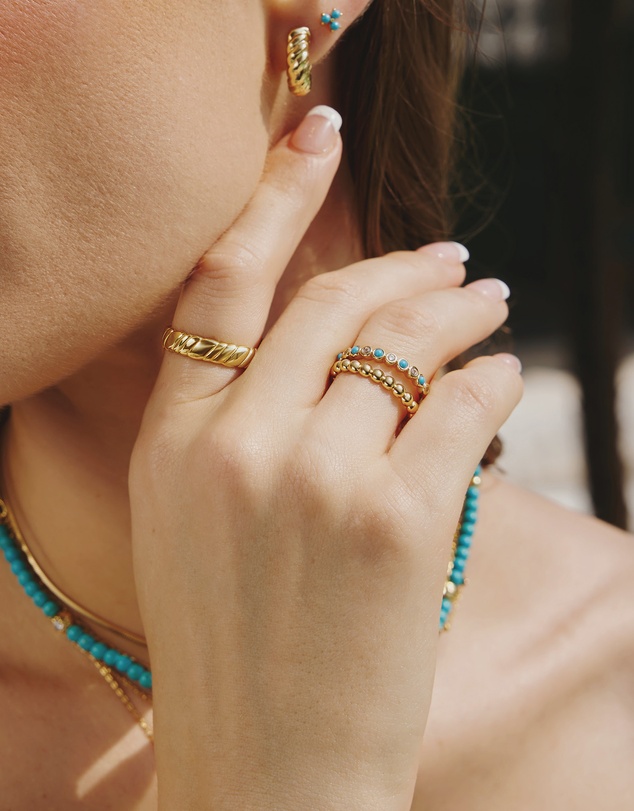 Ania Haie - Ania Haie Gold Bezel Lab Created Turquoise Ring