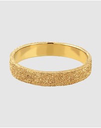 Kuzzoi - ICONIC EXCLUSIVE - Ring Male Band Structured 925 Sterling Silver Gold Plated