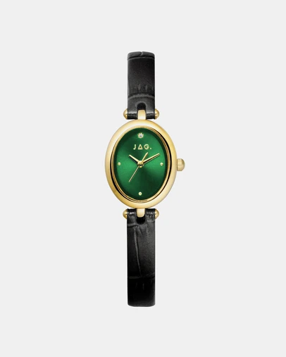 Jag - Emilie Womens Green Dial 20.5mm Black Strap Watch